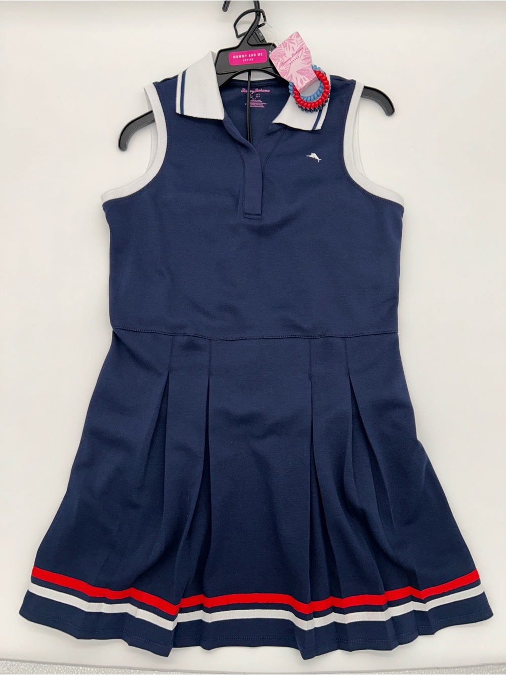Tommy Bahama Kids Size S Navy Polo Dress with Shorts +Hair tie